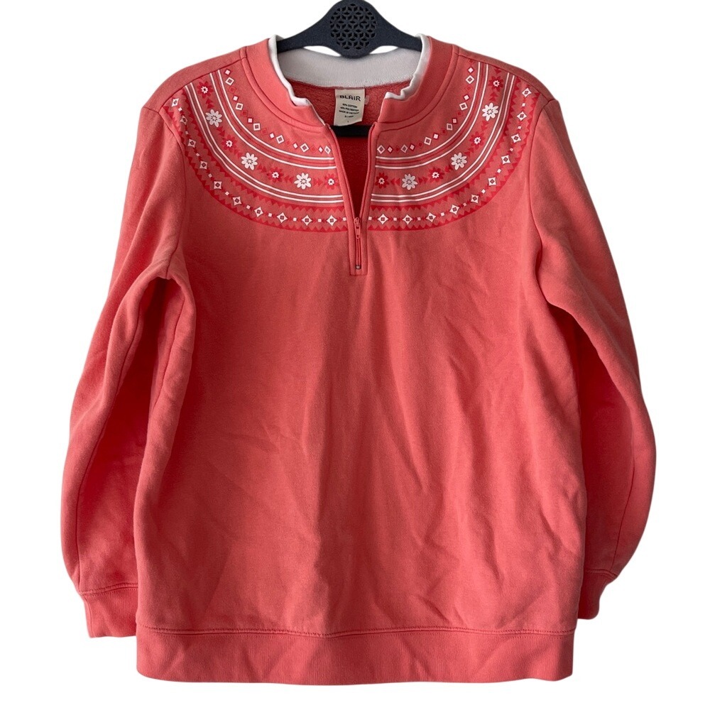 Blair 90's Grandma Coral Pullover Sweatshirt Large‎